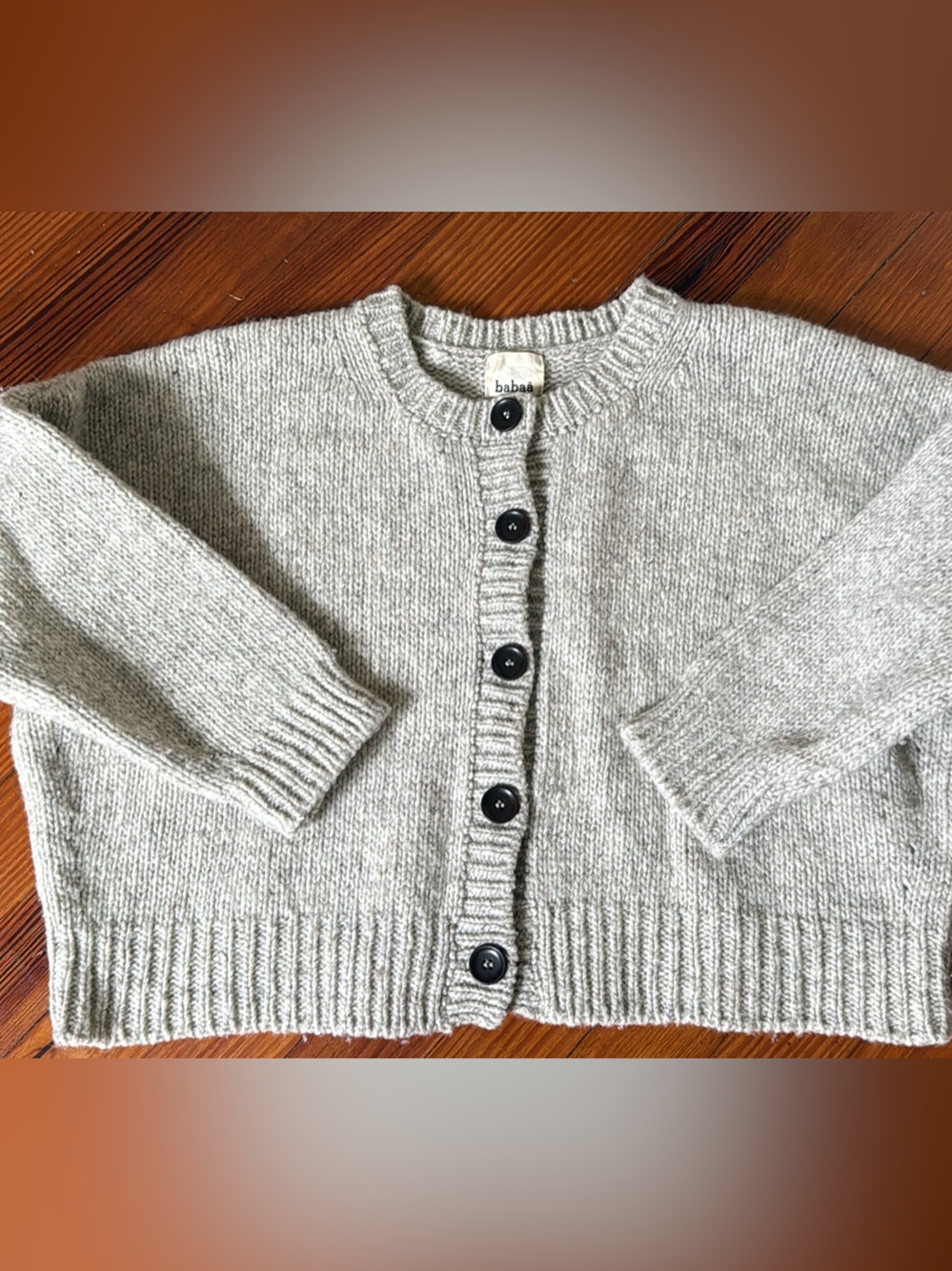 Babaa Heathered Cream Button Cardigan
